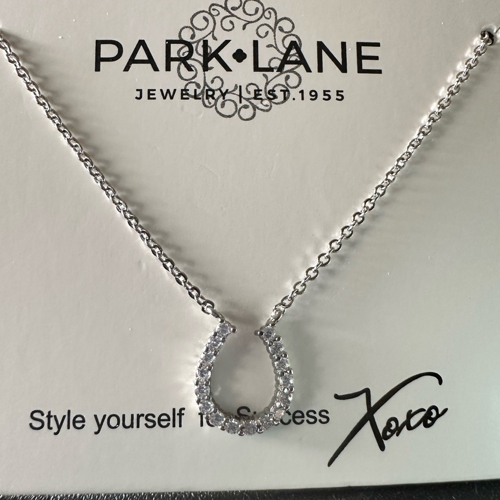 Park Lane Silver Horseshoe Necklace with Sparkling Accents